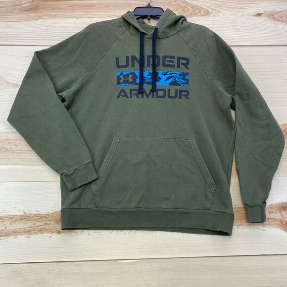 Under Armour Sweatshirt Medium Green Hoodie Pullover Outdoor Tech Camo - Picture 1 of 13